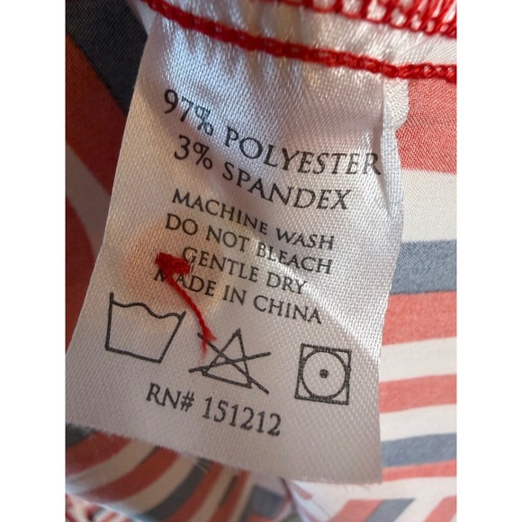 Michelle McDowell XL Red White Blue Geometric Ruffle Sleeve Tiered Mini Dress - Picture 4 of 5